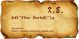 Küffer Borbála névjegykártya